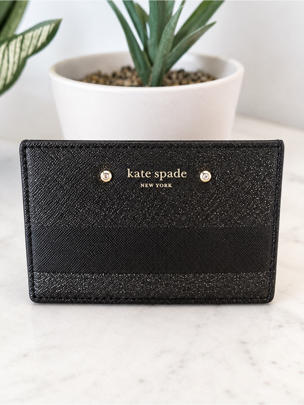 Kate Spade Black Sparkle Card Holder